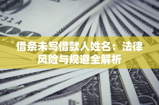 济南借条未写借款人姓名：法律风险与规避全解析